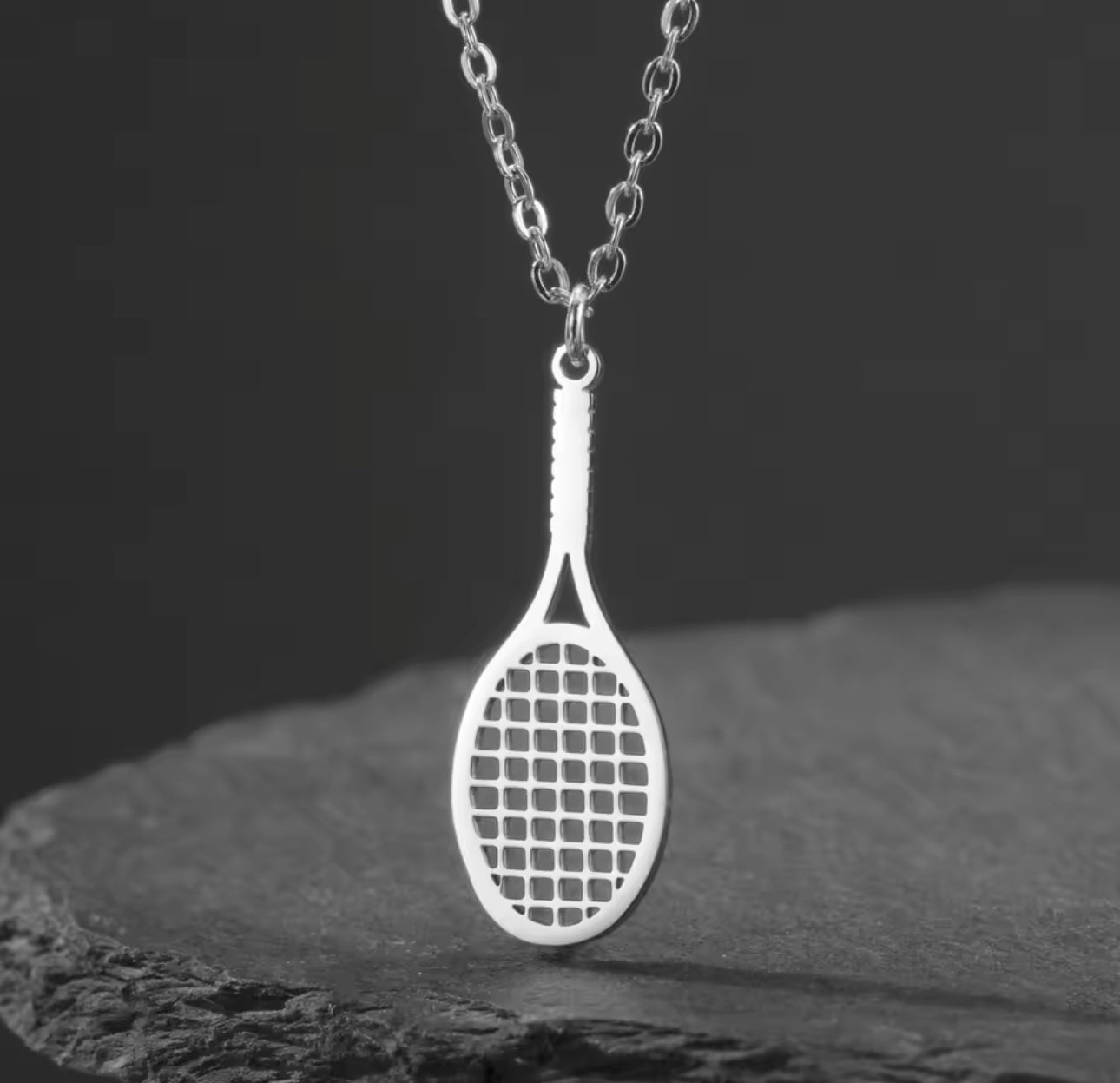 Silver Classic Tennis Racquet Necklace
