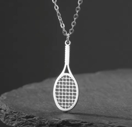 Silver Classic Tennis Racquet Necklace