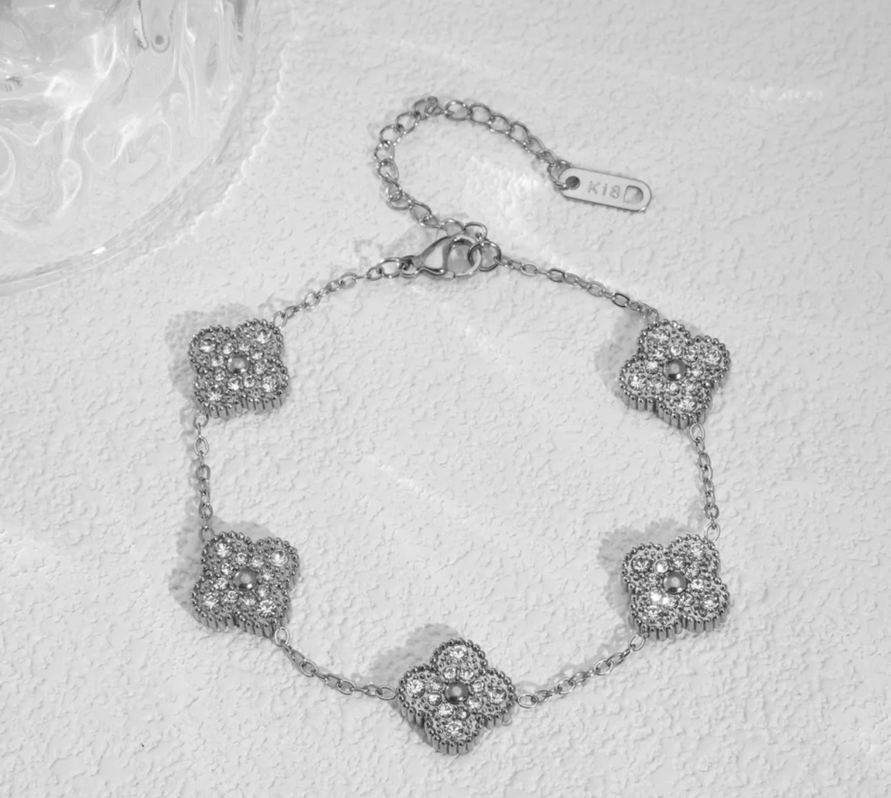 Silver Reversible Clover Sparkle Bracelet