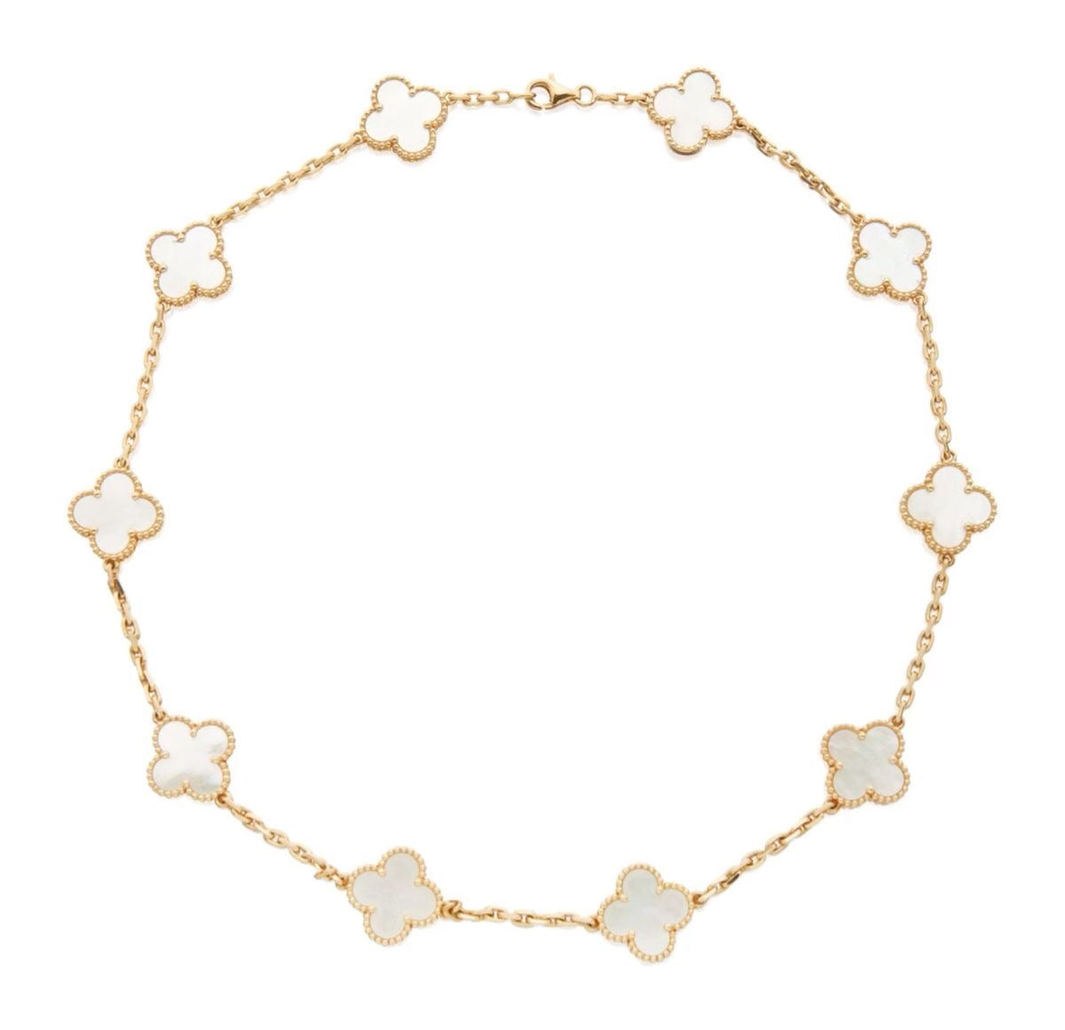 Gold & Pearl Clover Necklace (925, Vermeil, 45cm)