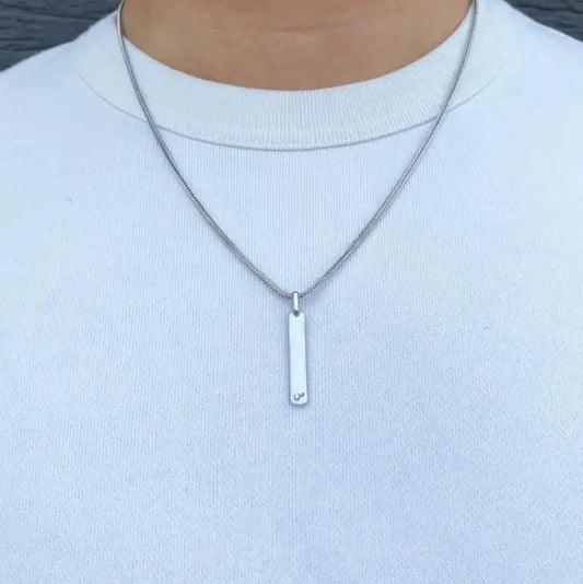 Personalised Mens Silver Tag Initial & Name Necklace