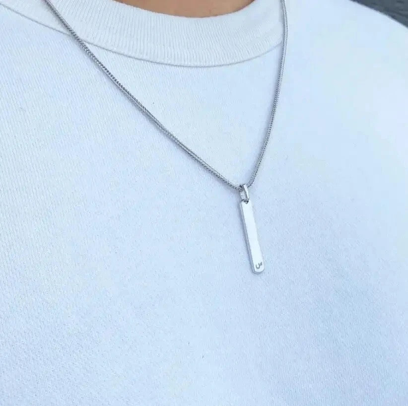 Personalised Mens Silver Tag Initial & Name Necklace