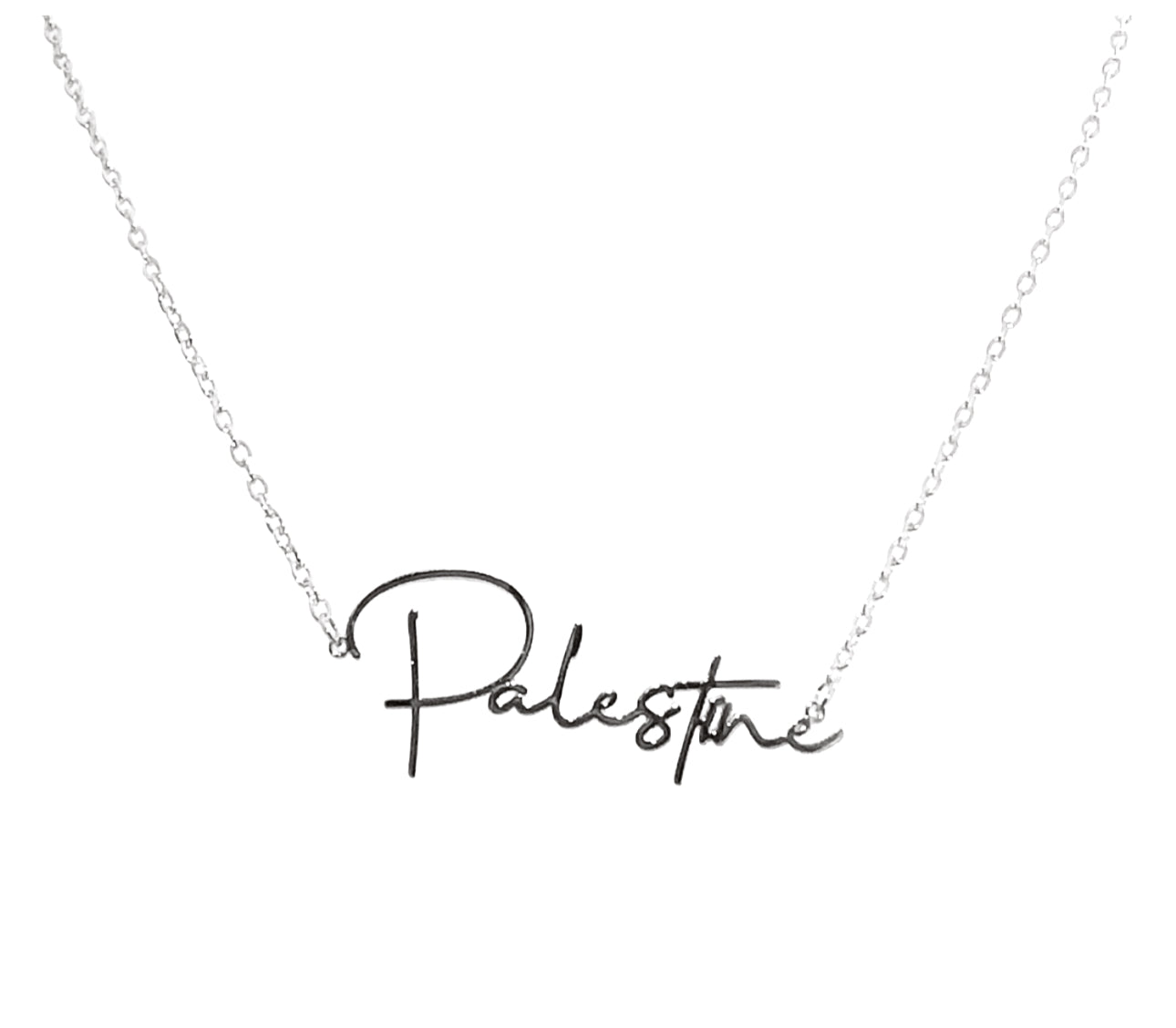 Silver Palestine Nameplate Necklace