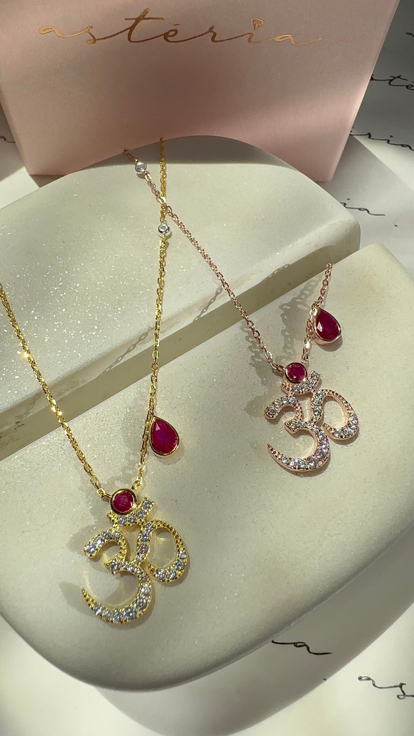 Gold & Red Sacrosanct Aum Necklace (925)