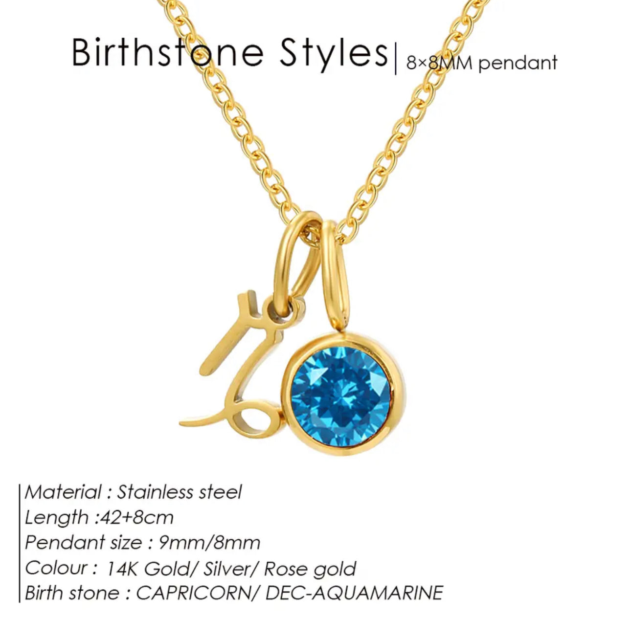 Gold Birthstone Zodiac Necklace