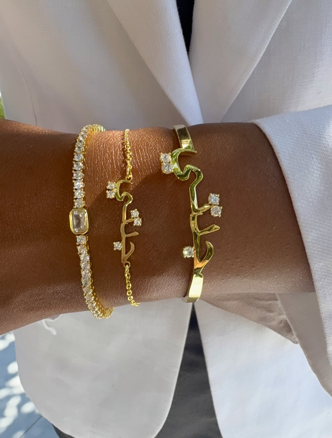 Gold Sophistica Emerald Cut Tennis Bracelet