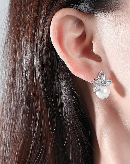 Luxe Pave Pearl Elegance Earring