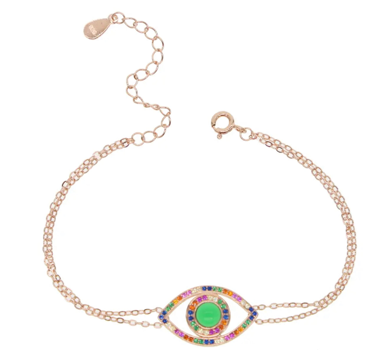 Emerald Rose & Rainbow Sublime Evil Eye Bracelet (925)