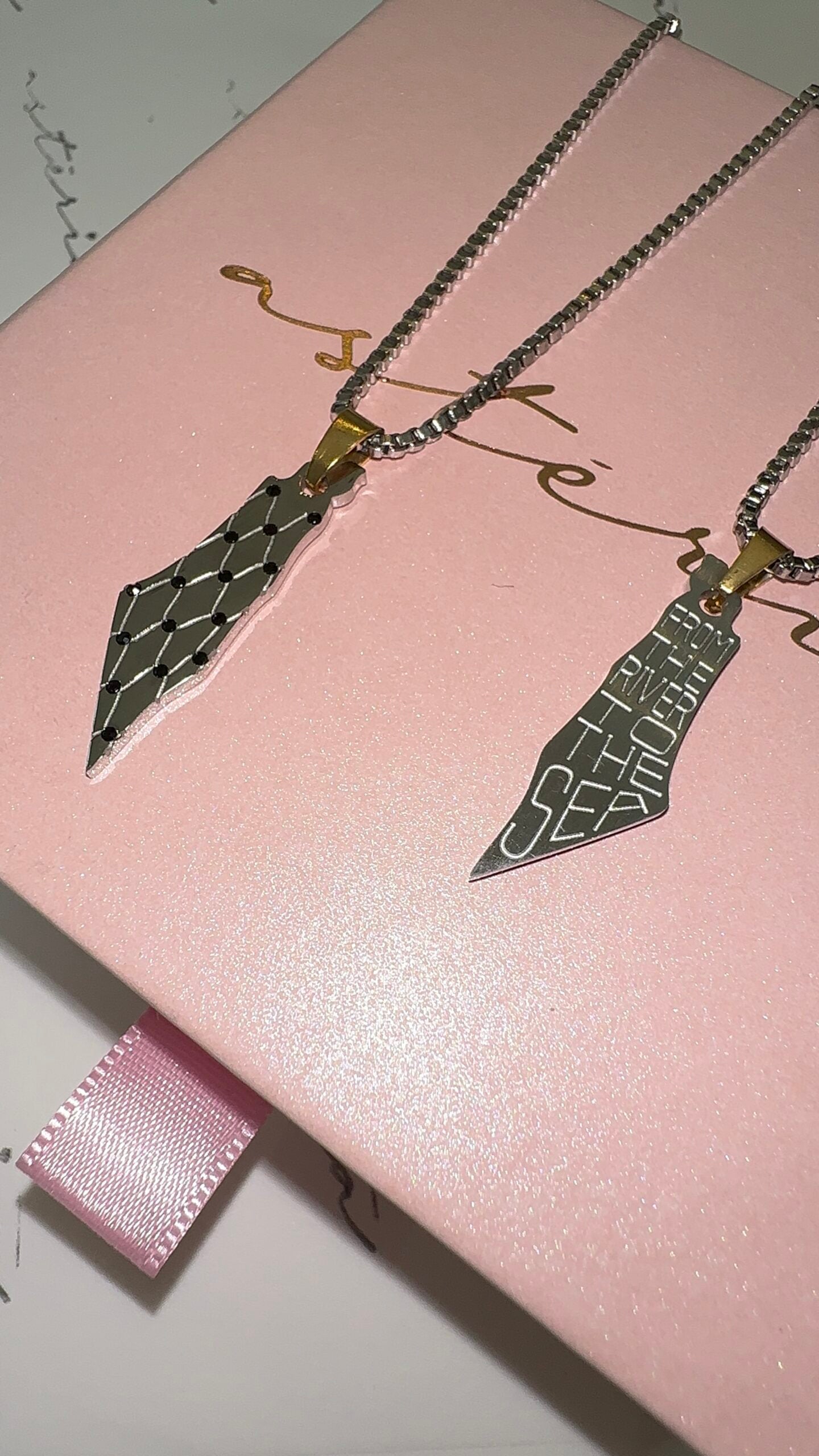 From The River To The Sea Reversible Black Cubic Necklace (Rose, Gold, Two Tone Silver)