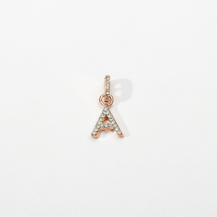 Rose Gold Initial Clip on Charm - A