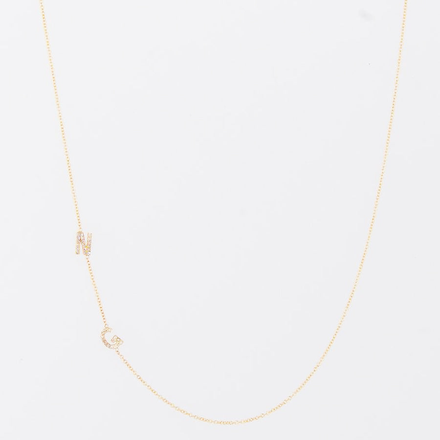 Sideswept Double Initial Necklace