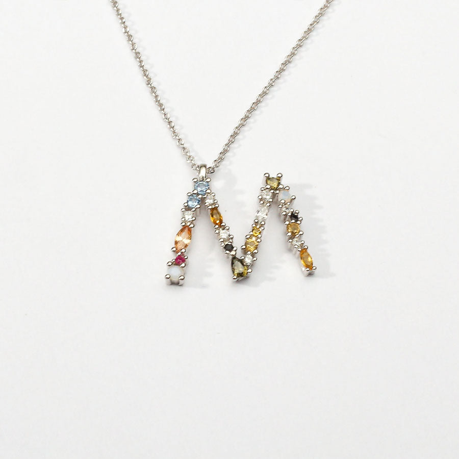 Silver Affirmation Initial Necklace