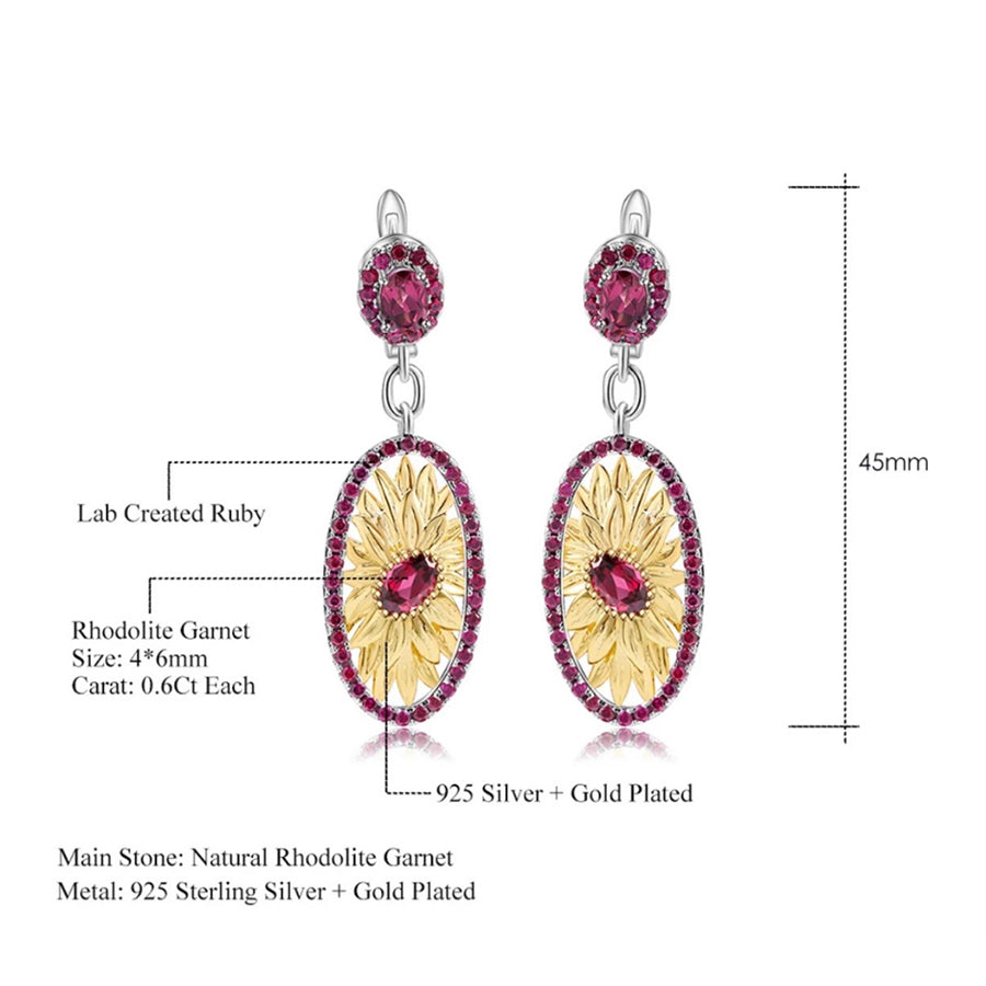Sunflower Garnet Earring