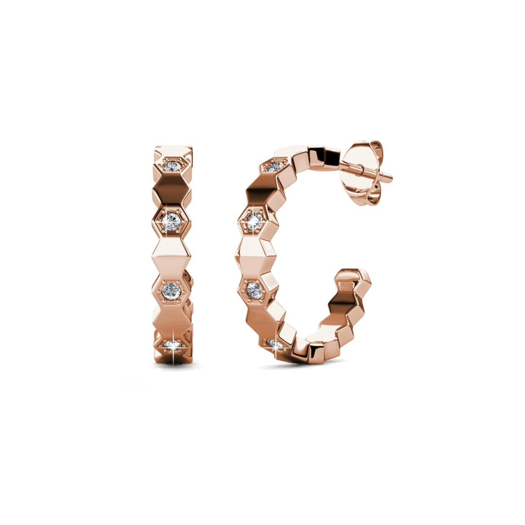 Rose Gold Honeycomb Glitz NSCD Hoop (925, Vermeil)