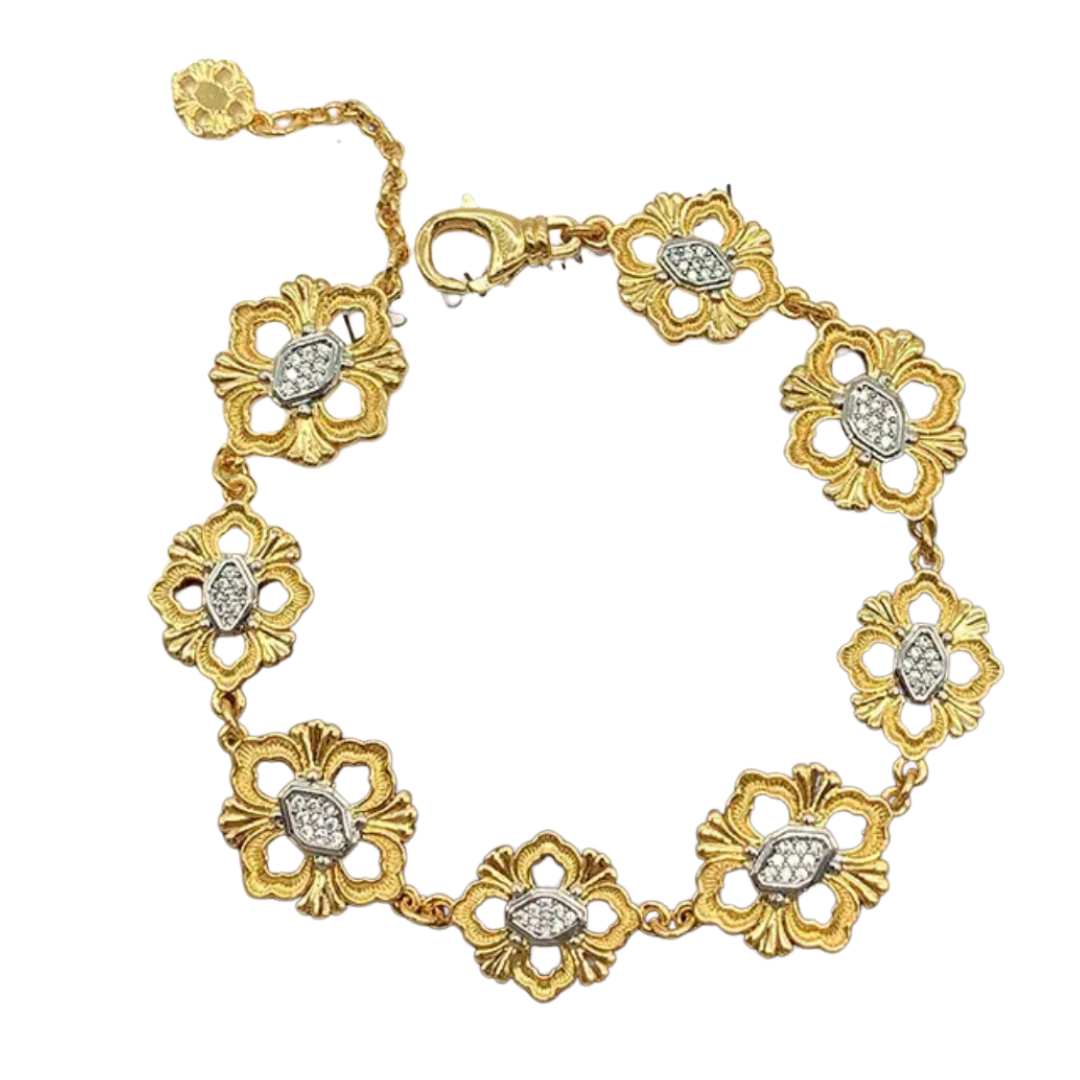 Gold & Silver Fleur Motif Bracelet
