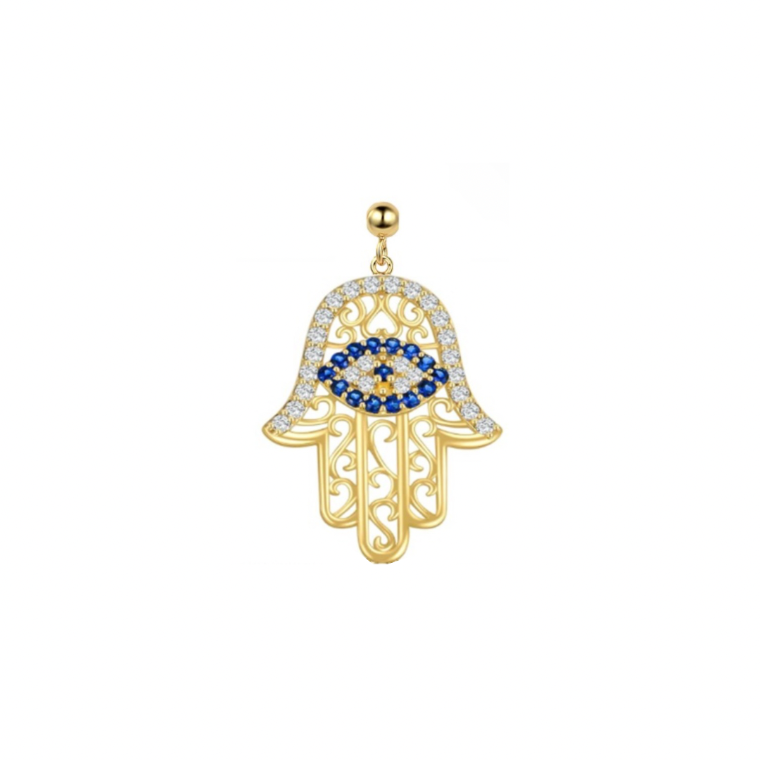 Elite Series Gold Hamsa Hand Evil Eye Filigree Charm (925, 18k Vermeil)