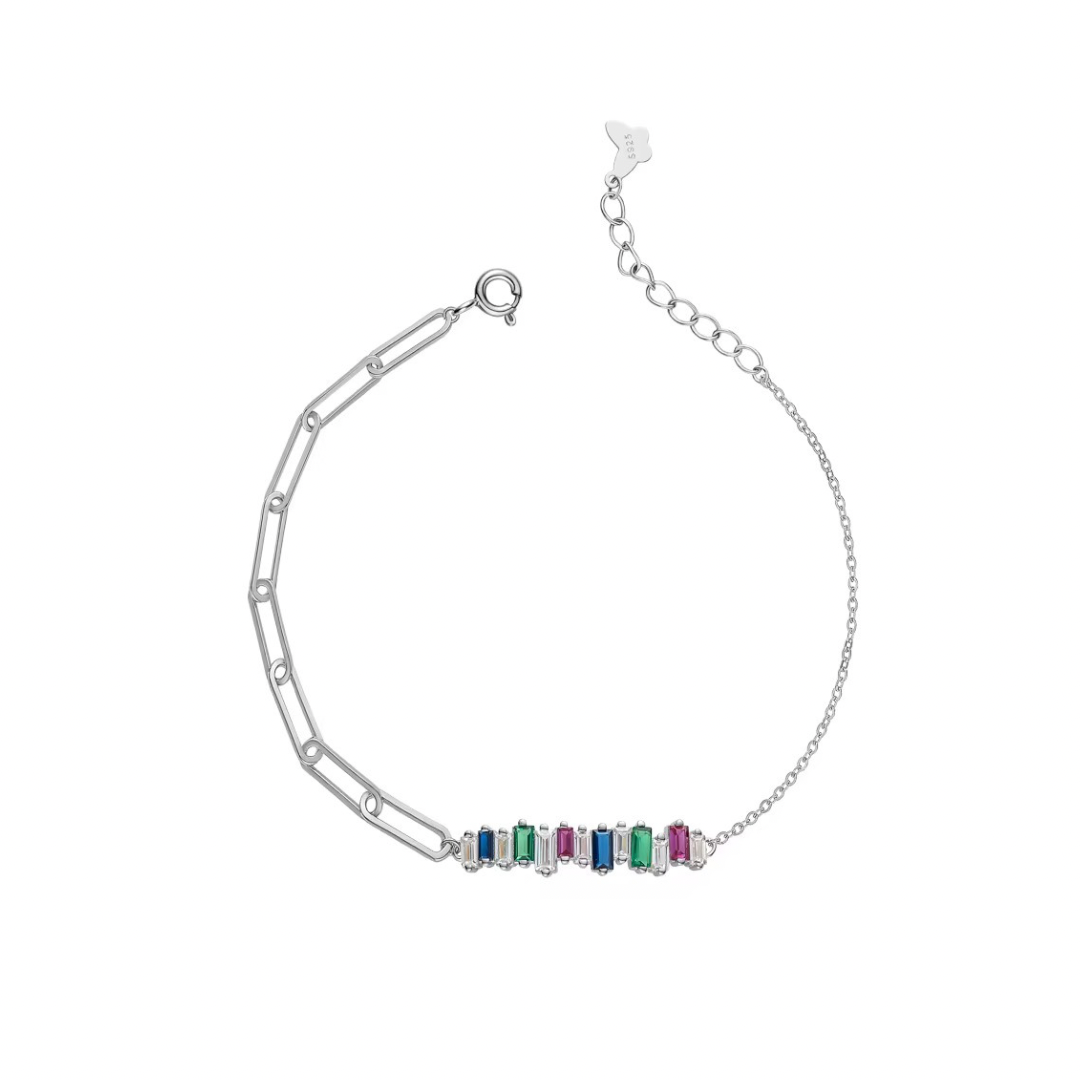 Silver Paperclip Chakra Bracelet (925, Vermeil)