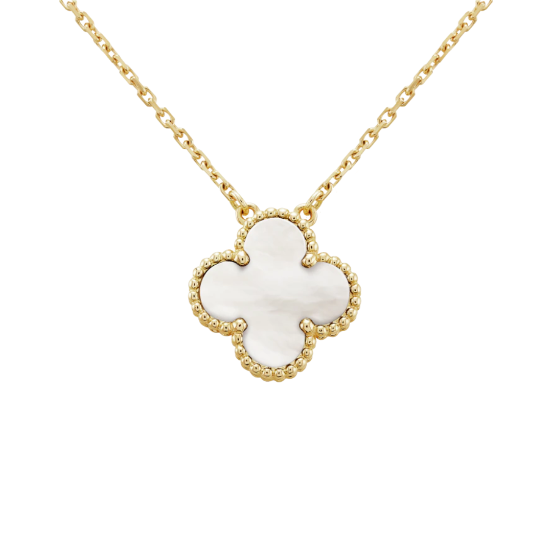 Gold & Pearl Clover Floating Pendant Necklace (925)