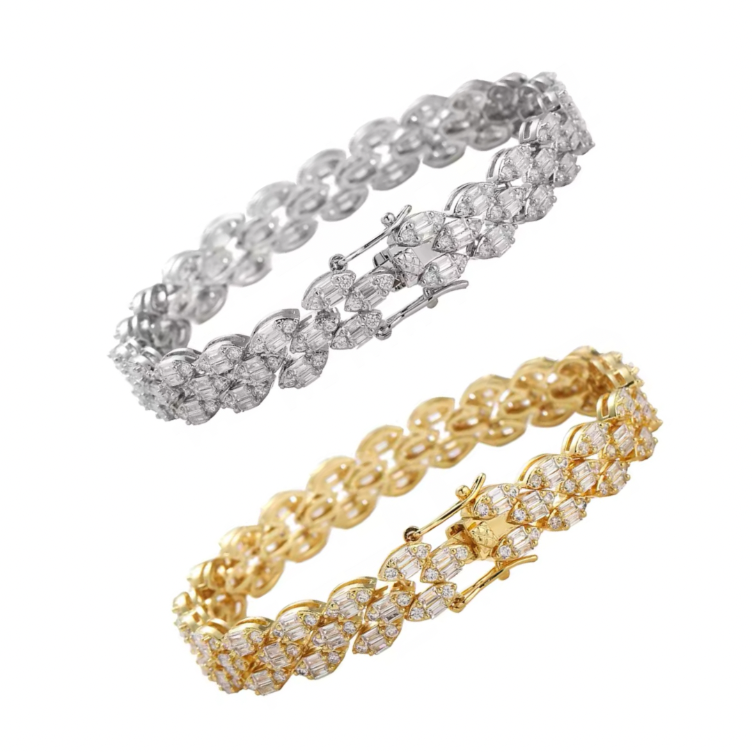 Baguette Plait Tennis Bracelet (Mix Metal)