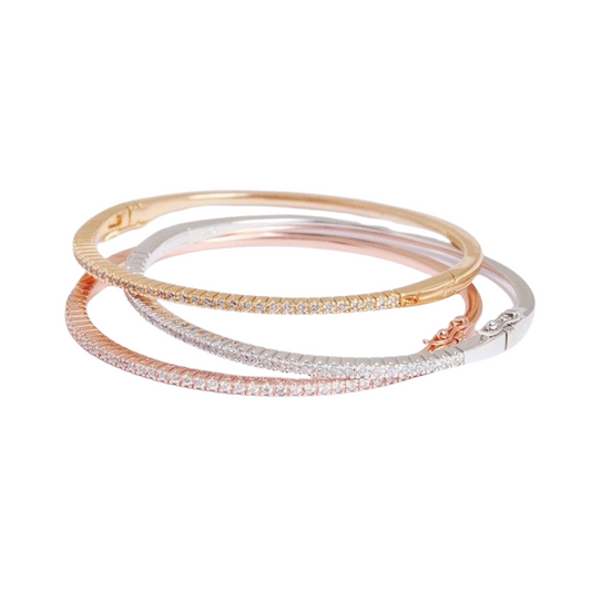 Classic Micro Pave Tennis Bangle (Gold, Silver, Rose)