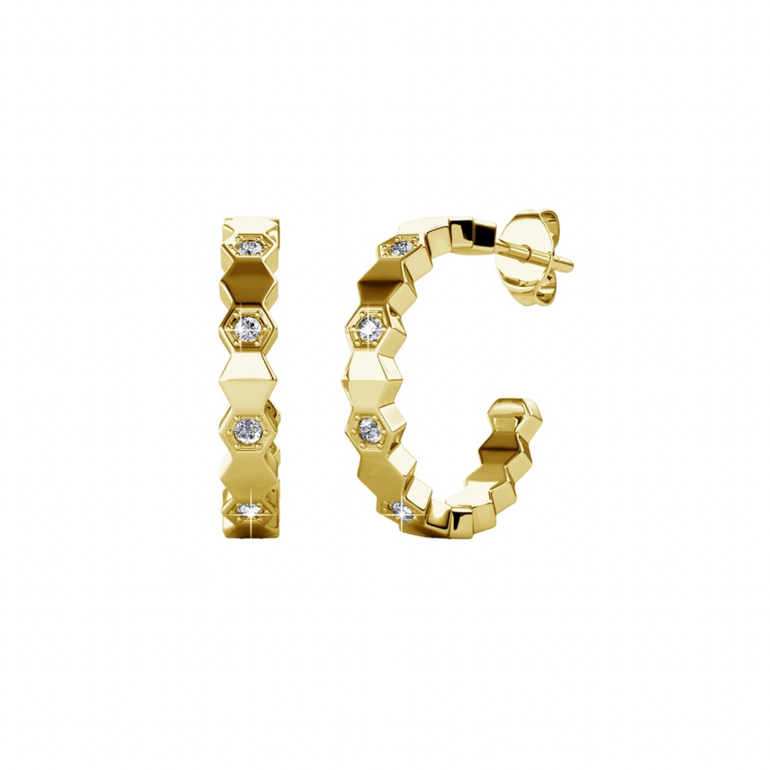 Gold Honeycomb Glitz NSCD Hoop (925, Vermeil)