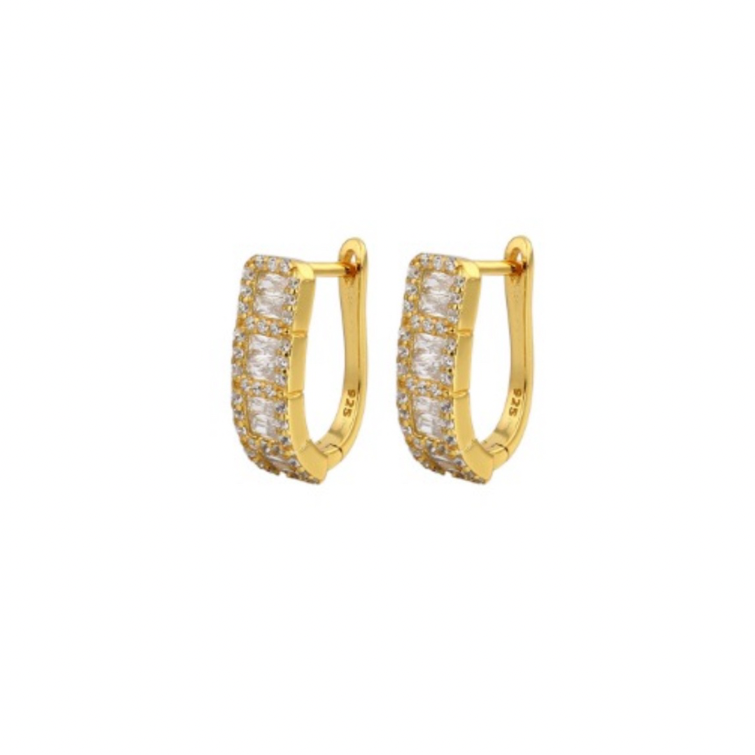 Gold Celestial Baguette Earring (925, Electroplating)