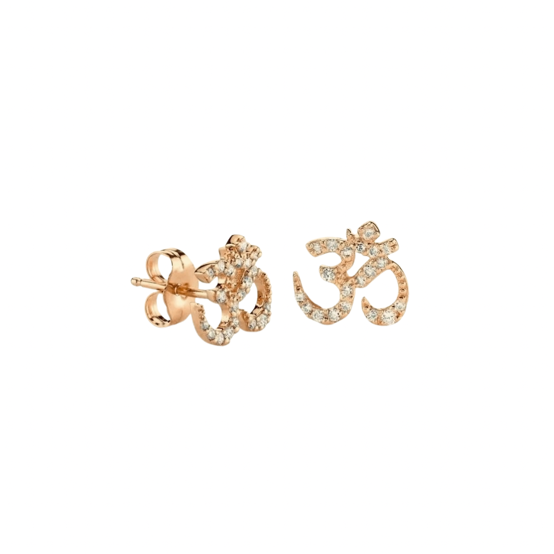 Rose Gold NSCD Sacrosanct Aum Earrings (925, Vermeil)