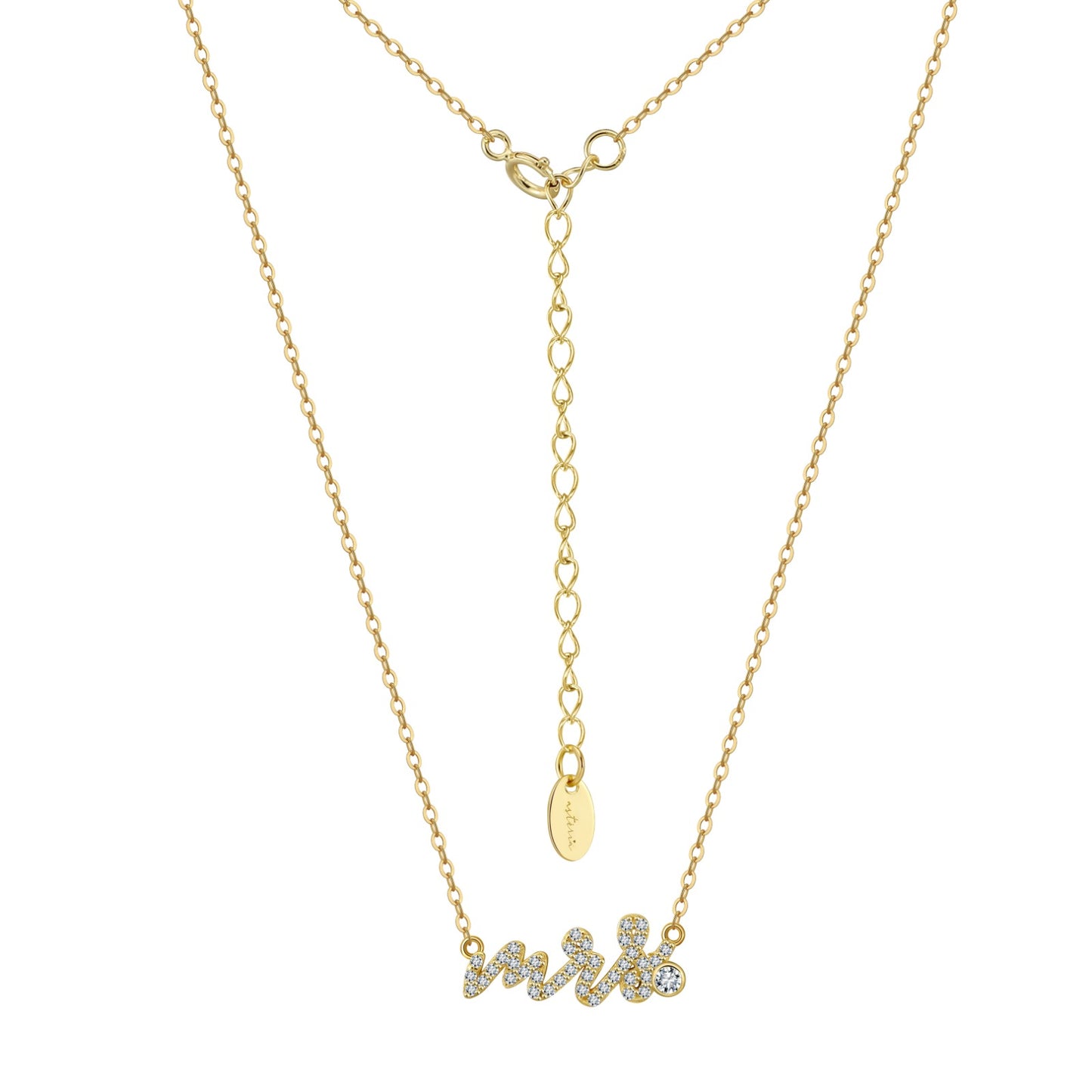 Gold “MRS” NSCD Pave Necklace (925, Vermeil)