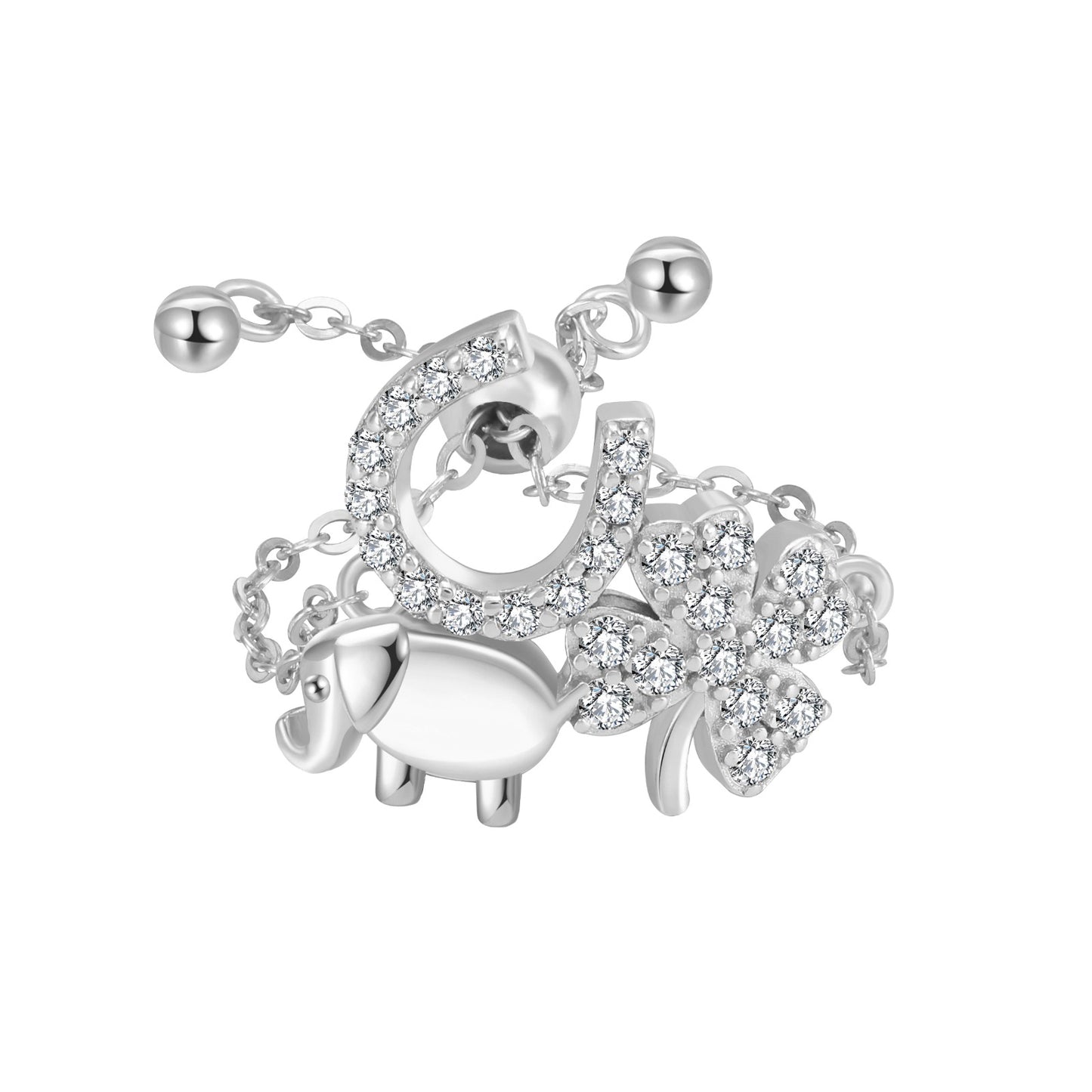 Designer Silver Love, Luck & Abundance Charm NSCD Set (925, Vermeil)