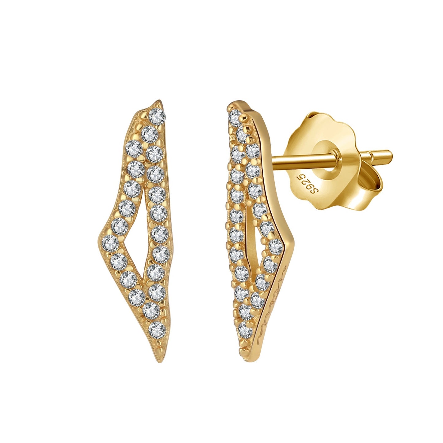 Gold Pave Map NSCD Earrings (925, Vermeil)