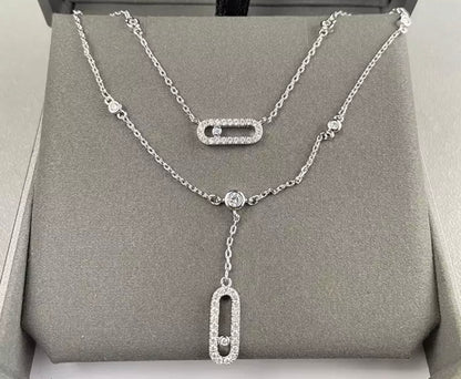 Silver Double Layer Movestone Necklace