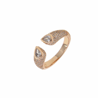 Rose Gold Pave Pear Ring