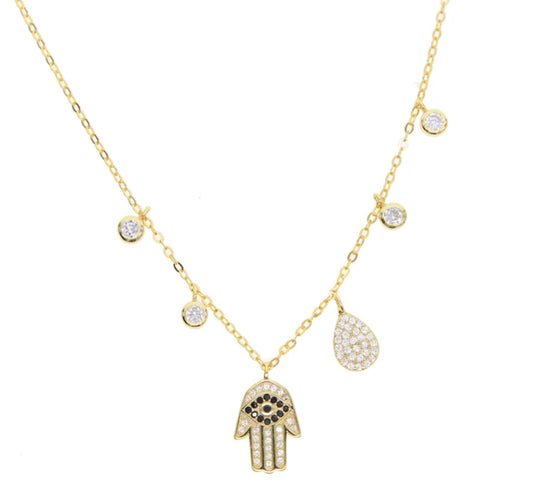 Roma Hamsa Hand Charm Necklace