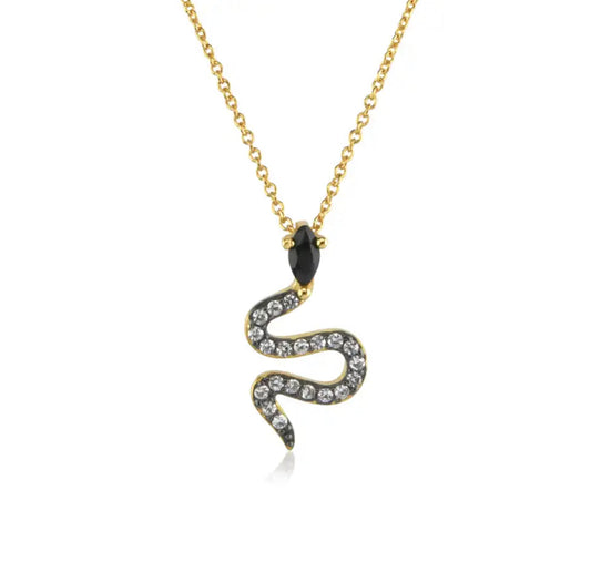 Ebony Serpentine Pave Necklace (925)
