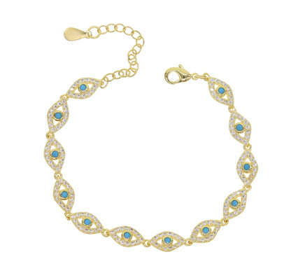 Gold Aqua Evil Eye bracelet
