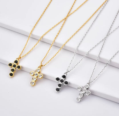 Sicily Black & Silver Cross Necklace