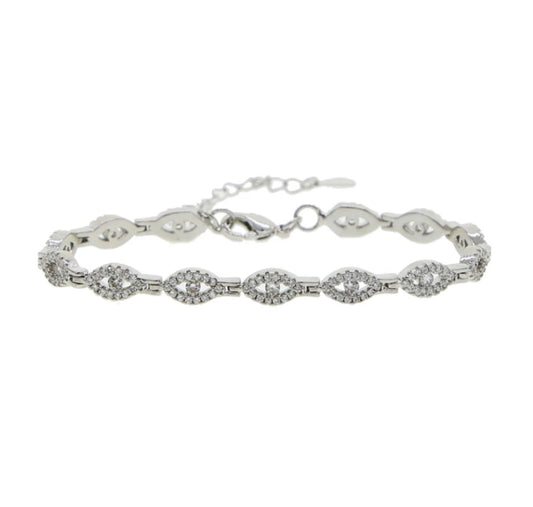 Silver Pave Glam Evil Eye Bracelet
