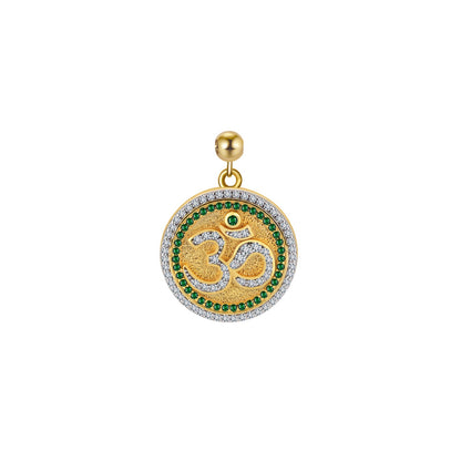 Elite Series Gold & Green Aum NSCD Circular Charm (925, 18k Vermeil)