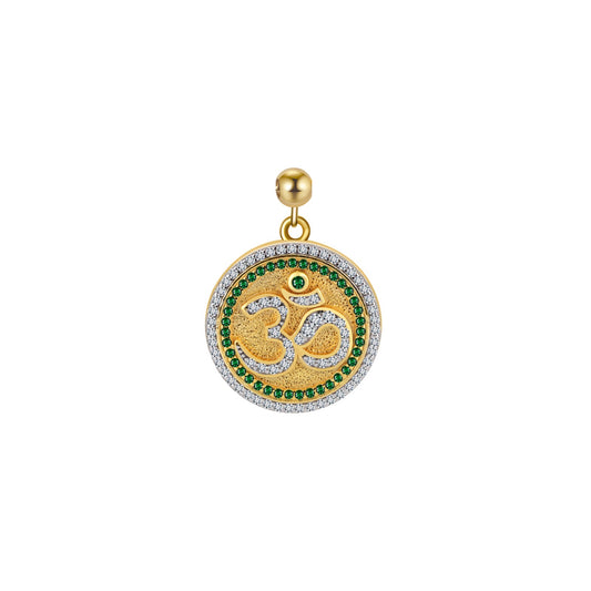 Elite Series Gold & Green Aum NSCD Circular Charm (925, 18k Vermeil)