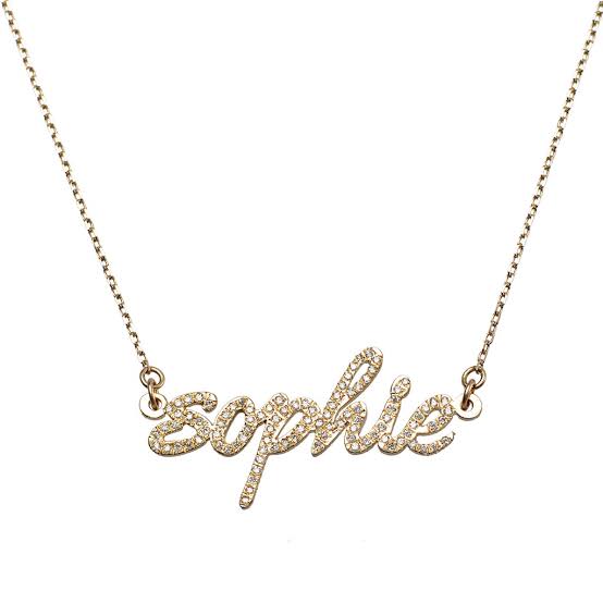 Personalised Charles & Colvard 18k Name Plate Moissanite Necklace