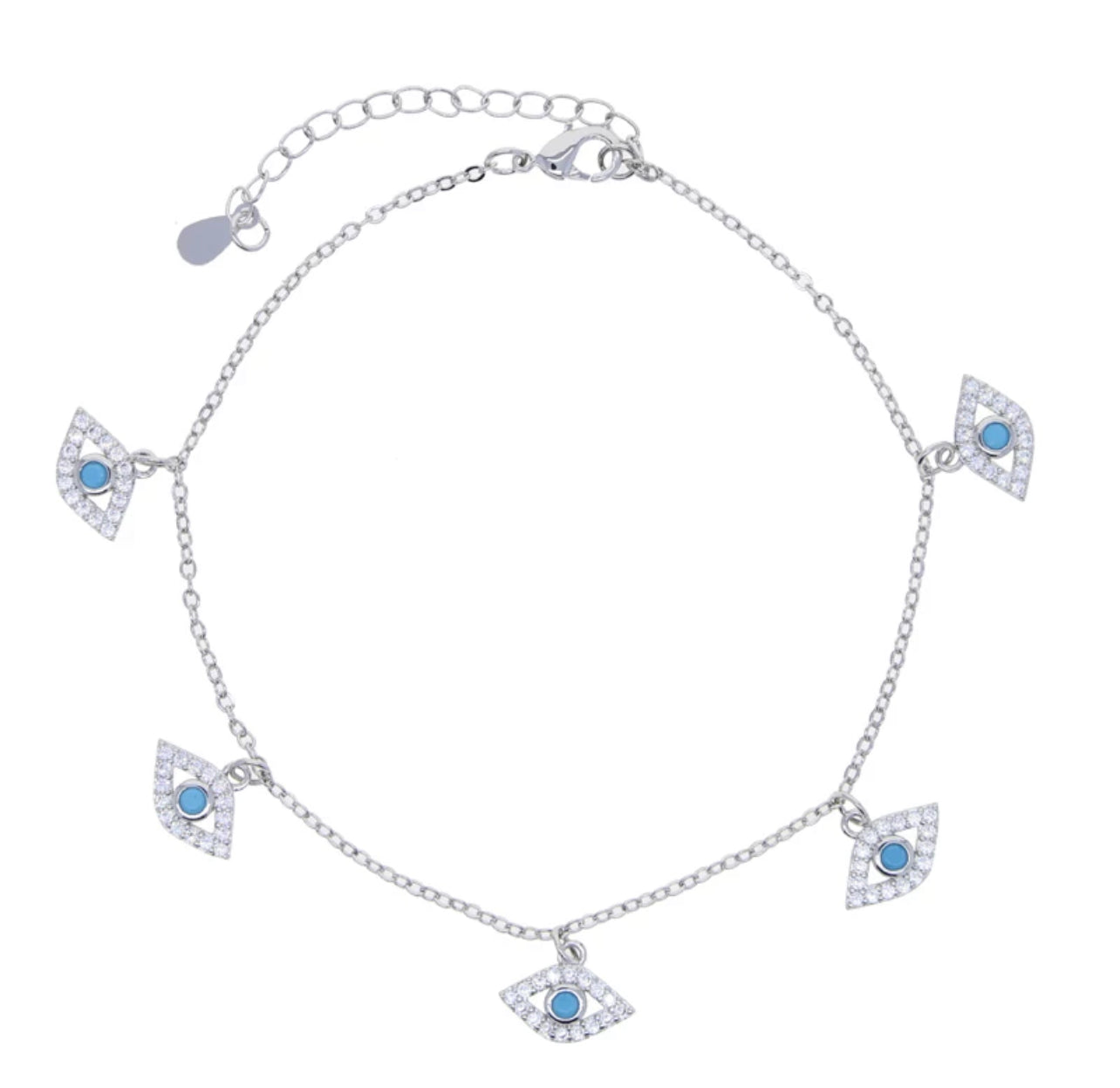Silver Salisiah Evil Eye Anklet