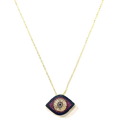 Magenta & Navy Sublime Evil Eye Necklace