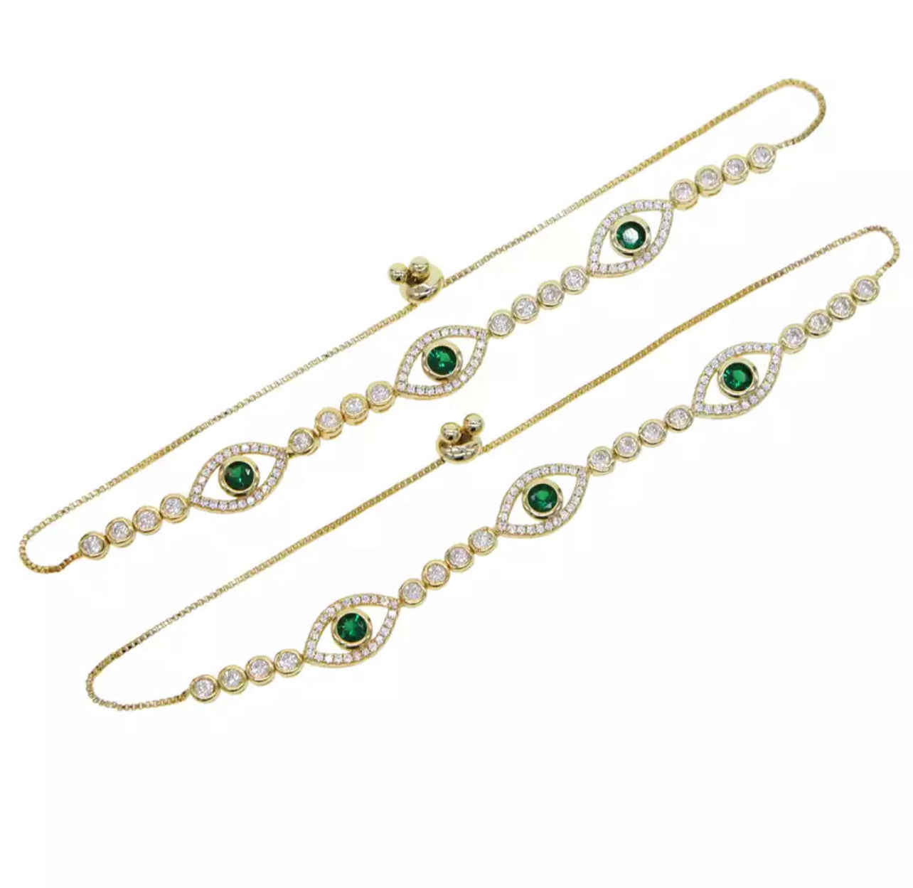 Jaded Gold Evil Eye Bracelet
