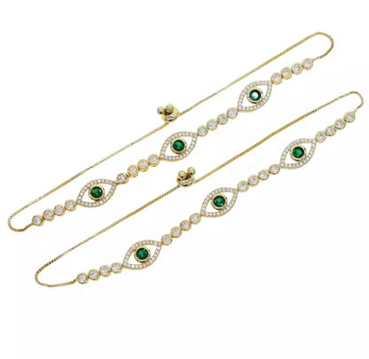 Jaded Gold Evil Eye Bracelet