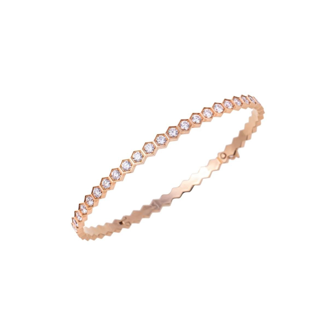 Rose Gold Honeycomb Glitz NSCD Eternity Bangle (925, Vermeil)