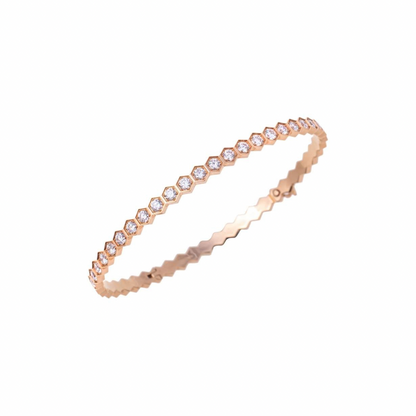 Rose Gold Honeycomb Glitz NSCD Eternity Bangle (925, Vermeil)