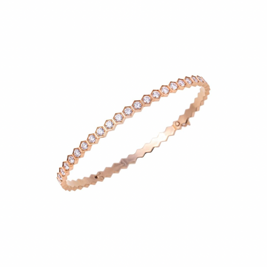 Rose Gold Honeycomb Glitz NSCD Eternity Bangle (925, Vermeil)
