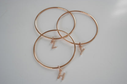 Kids Rose Gold Initial Bangle