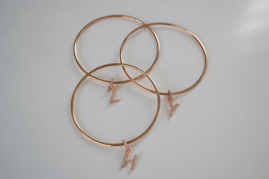 Kids Rose Gold Initial Bangle