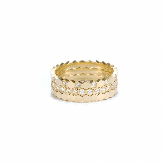 Gold Honeycomb Trio Sparkle Set (925)